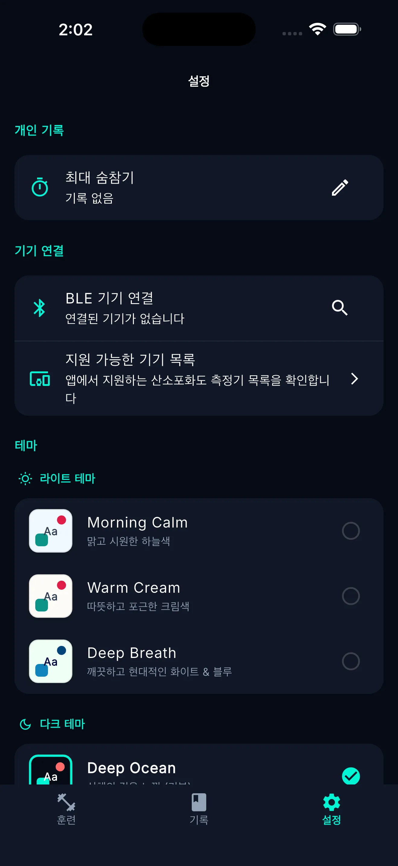 Goyo 설정과 테마 화면